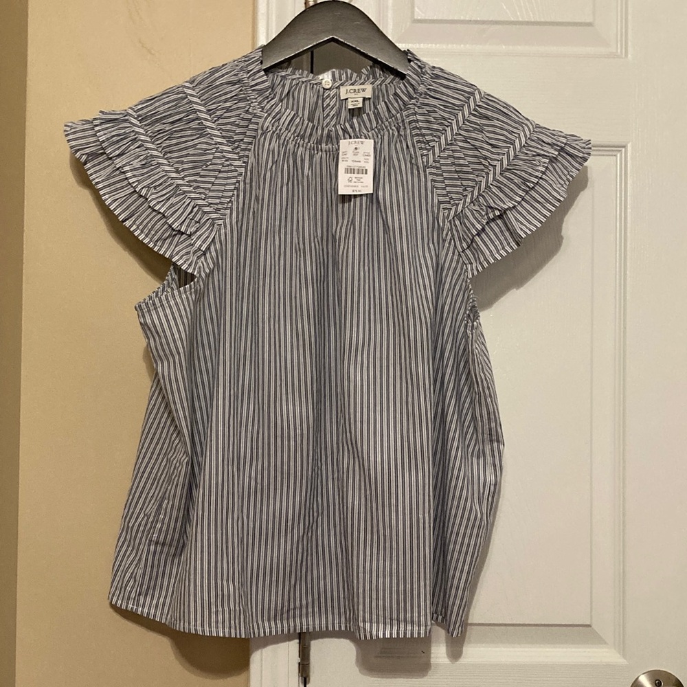 JCrew Factory striped flutter sleeve top